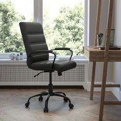 Alternative view of Emma+Oliver Emma And Oliver Mid-Back Black LeatherSoft Executive Swivel Office Chair With Black Frame/Arms Blackleathersoftblack