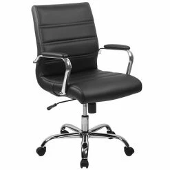 Emma+Oliver Emma And Oliver Mid-Back Black LeatherSoft Executive Swivel Office Chair With Black Frame/Arms Blackleathersoftblack -Emma+Oliver shop unnamed file 1022