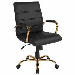 Emma+Oliver Emma And Oliver Mid-Back Black LeatherSoft Executive Swivel Office Chair With Black Frame/Arms Blackleathersoftblack -Emma+Oliver shop unnamed file 1025