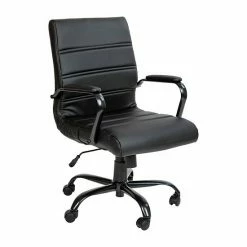 Emma+Oliver Emma And Oliver Mid-Back Black LeatherSoft Executive Swivel Office Chair With Black Frame/Arms Blackleathersoftblack -Emma+Oliver shop unnamed file 1029