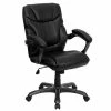 Emma+Oliver Emma And Oliver Mid-Back Black LeatherSoft Overstuffed Task Ergonomic Office Chair With Arms