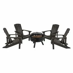 Emma+Oliver Emma And Oliver Five Piece Hartford Camping Set With Four Blue Faux Wood Adirondack Chairs And 29" Star And Moon Fire Pit With Mesh Cover -Emma+Oliver shop unnamed file 1054