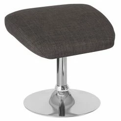 Emma+Oliver Emma And Oliver Black LeatherSoft Ottoman Footrest With Chrome Base