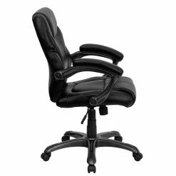 Emma+Oliver Emma And Oliver Mid-Back Black LeatherSoft Overstuffed Task Ergonomic Office Chair With Arms -Emma+Oliver shop unnamed file 107