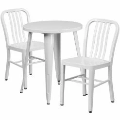 Emma+Oliver Emma And Oliver Commercial Grade 24" Round Black Metal Table Set-2 Vertical Slat Back Chairs Blue -Emma+Oliver shop unnamed file 1136