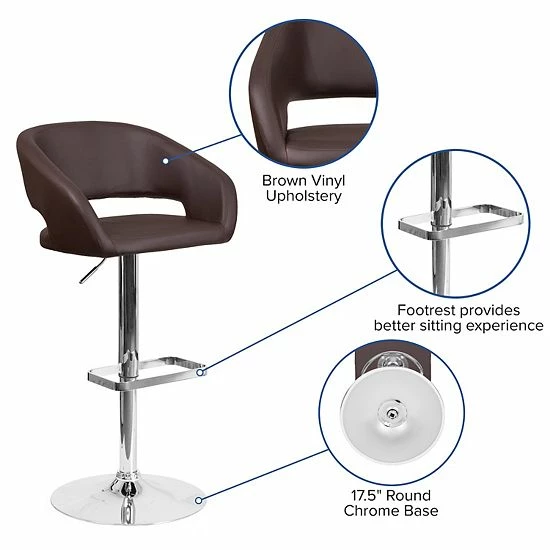 Emma+Oliver Emma and Oliver Charcoal Fabric Adjustable Height Rounded Mid-Back Barstool Brown Vinyl Emma+Oliver Emma And Oliver Charcoal Fabric Adjustable Height Rounded Mid-Back Barstool Brown Vinyl -Emma+Oliver shop unnamed file 1145