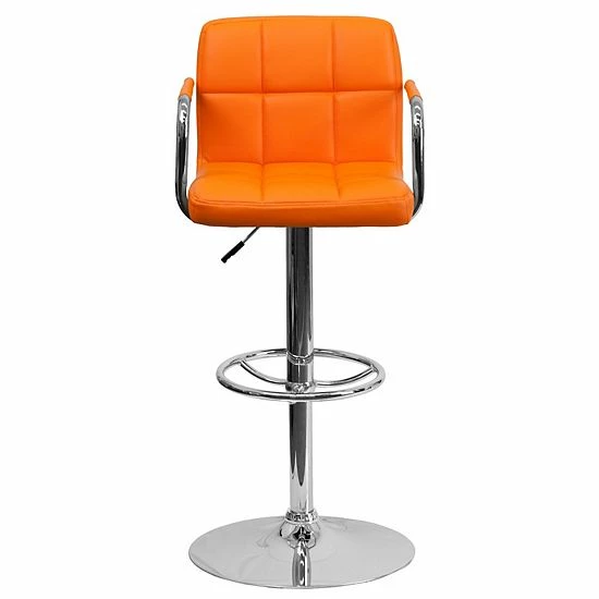 Emma+Oliver Emma And Oliver Yellow Quilted Vinyl Adjustable Height Barstool With Arms 4 Emma+Oliver Emma And Oliver Yellow Quilted Vinyl Adjustable Height Barstool With Arms - Image 4