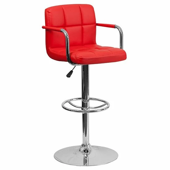Emma+Oliver Emma And Oliver Yellow Quilted Vinyl Adjustable Height Barstool With Arms 6 Emma+Oliver Emma And Oliver Yellow Quilted Vinyl Adjustable Height Barstool With Arms - Image 6