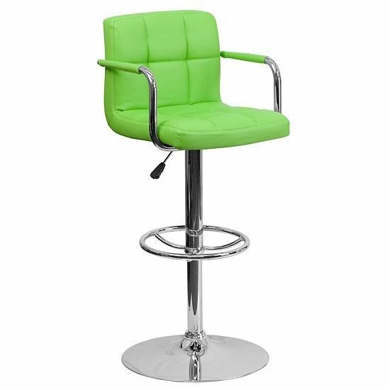 Emma+Oliver Emma And Oliver Yellow Quilted Vinyl Adjustable Height Barstool With Arms 8 Emma+Oliver Emma And Oliver Yellow Quilted Vinyl Adjustable Height Barstool With Arms - Image 8