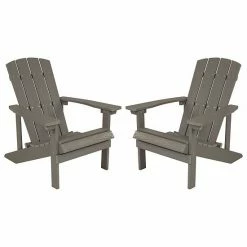 Emma+Oliver Emma And Oliver Set Of 2 Outdoor Green All-Weather Poly Resin Wood Adirondack Chairs Slate Gray -Emma+Oliver shop unnamed file 1222