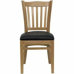Emma+Oliver Emma And Oliver Vertical Slat Back Cherry Wood Chair, Black Vinyl Seat Naturalnatural -Emma+Oliver shop unnamed file 1252
