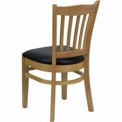 Emma+Oliver Emma And Oliver Vertical Slat Back Cherry Wood Chair, Black Vinyl Seat Naturalnatural -Emma+Oliver shop unnamed file 1253