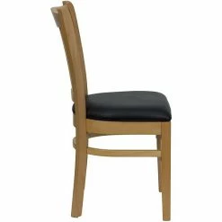 Emma+Oliver Emma And Oliver Vertical Slat Back Cherry Wood Chair, Black Vinyl Seat Naturalnatural -Emma+Oliver shop unnamed file 1254
