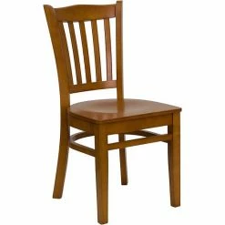 Emma+Oliver Emma And Oliver Vertical Slat Back Cherry Wood Chair, Black Vinyl Seat Naturalnatural -Emma+Oliver shop unnamed file 1255