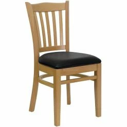 Emma+Oliver Emma And Oliver Vertical Slat Back Cherry Wood Chair, Black Vinyl Seat Naturalnatural -Emma+Oliver shop unnamed file 1260