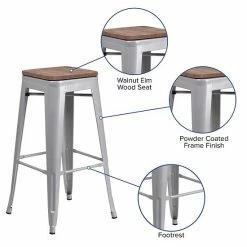 Emma+Oliver Emma And Oliver 30"H Backless Red Metal Barstool With Square Wood Seat Silver 2 Emma+Oliver Emma And Oliver 30"H Backless Red Metal Barstool With Square Wood Seat Silver -Emma+Oliver shop unnamed file 1276