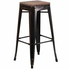 Emma+Oliver Emma And Oliver 30"H Backless Red Metal Barstool With Square Wood Seat Silver 8 Emma+Oliver Emma And Oliver 30"H Backless Red Metal Barstool With Square Wood Seat Silver -Emma+Oliver shop unnamed file 1282