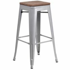 Emma+Oliver Emma And Oliver 30"H Backless Red Metal Barstool With Square Wood Seat Silver 10 Emma+Oliver Emma And Oliver 30"H Backless Red Metal Barstool With Square Wood Seat Silver -Emma+Oliver shop unnamed file 1284