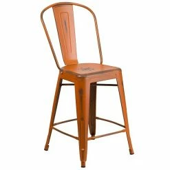 Emma+Oliver Emma And Oliver Commercial Grade 24"H Distressed White Metal Indoor-Outdoor Counter Stool Copper 8 Emma+Oliver Emma And Oliver Commercial Grade 24"H Distressed White Metal Indoor-Outdoor Counter Stool Copper -Emma+Oliver shop unnamed file 1294