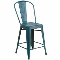 Emma+Oliver Emma And Oliver Commercial Grade 24"H Distressed White Metal Indoor-Outdoor Counter Stool Copper 11 Emma+Oliver Emma And Oliver Commercial Grade 24"H Distressed White Metal Indoor-Outdoor Counter Stool Copper -Emma+Oliver shop unnamed file 1297