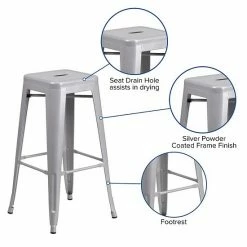 Emma+Oliver Emma And Oliver Commercial Grade 30"H Backless Teal-Blue Indoor-Outdoor Barstool -Emma+Oliver shop unnamed file 1300