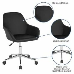 Emma+Oliver Emma And Oliver Home And Office Mid-Back Chair In Brown LeatherSoft Black Fabric -Emma+Oliver shop unnamed file 1312