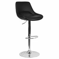 Emma+Oliver Emma And Oliver Black Fabric Adjustable Height Gas Lift Swivel Bar Stool - Kitchen Dining Stool