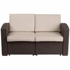 Emma+Oliver Emma And Oliver Chocolate Brown Faux Rattan Loveseat With Beige Cushions 3 Emma+Oliver Emma And Oliver Chocolate Brown Faux Rattan Loveseat With Beige Cushions -Emma+Oliver shop unnamed file 134