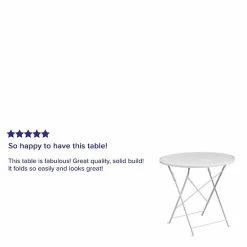 Emma+Oliver Emma And Oliver Commercial Grade 30" Round White Indoor-Outdoor Steel Folding Patio Table -Emma+Oliver shop unnamed file 1413