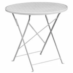 Emma+Oliver Emma And Oliver Commercial Grade 30" Round White Indoor-Outdoor Steel Folding Patio Table -Emma+Oliver shop unnamed file 1417