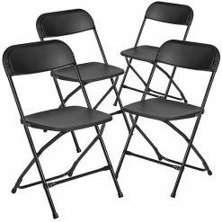 Emma+Oliver Emma And Oliver Folding Chair - Beige Plastic - 4 Pack 650LB Weight Capacity Comfortable Event Chair - Lightweight Folding Chair