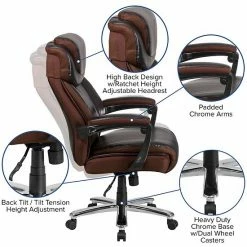 Emma+Oliver Emma And Oliver Big & Tall Brown LeatherSoft Executive Swivel Office Chair With Headrest -Emma+Oliver shop unnamed file 143