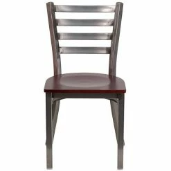 Emma+Oliver Emma And Oliver Clear Coated Ladder Back Metal Dining Chair - Mahogany Wood Seat Blackclearcoated -Emma+Oliver shop unnamed file 1454