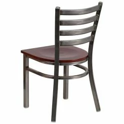 Emma+Oliver Emma And Oliver Clear Coated Ladder Back Metal Dining Chair - Mahogany Wood Seat Blackclearcoated -Emma+Oliver shop unnamed file 1455