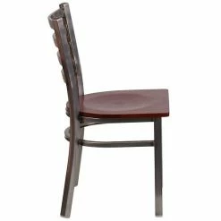 Emma+Oliver Emma And Oliver Clear Coated Ladder Back Metal Dining Chair - Mahogany Wood Seat Blackclearcoated -Emma+Oliver shop unnamed file 1456