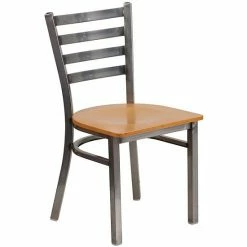 Emma+Oliver Emma And Oliver Clear Coated Ladder Back Metal Dining Chair - Mahogany Wood Seat Blackclearcoated -Emma+Oliver shop unnamed file 1457