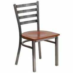 Emma+Oliver Emma And Oliver Clear Coated Ladder Back Metal Dining Chair - Mahogany Wood Seat Blackclearcoated -Emma+Oliver shop unnamed file 1458