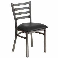 Emma+Oliver Emma And Oliver Clear Coated Ladder Back Metal Dining Chair - Mahogany Wood Seat Blackclearcoated -Emma+Oliver shop unnamed file 1462