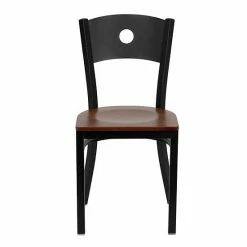 Emma+Oliver Emma And Oliver Black Circle Back Metal Restaurant Chair - Burgundy Vinyl Seat Mahoganyblack -Emma+Oliver shop unnamed file 1465