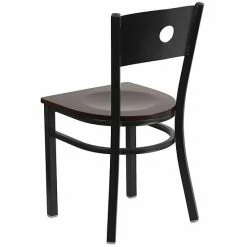Emma+Oliver Emma And Oliver Black Circle Back Metal Restaurant Chair - Burgundy Vinyl Seat Mahoganyblack -Emma+Oliver shop unnamed file 1466