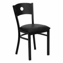 Emma+Oliver Emma And Oliver Black Circle Back Metal Restaurant Chair - Burgundy Vinyl Seat Mahoganyblack -Emma+Oliver shop unnamed file 1470