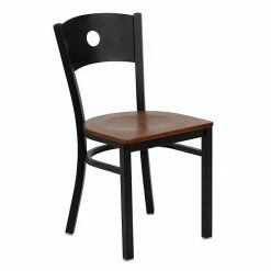 Emma+Oliver Emma And Oliver Black Circle Back Metal Restaurant Chair - Burgundy Vinyl Seat Mahoganyblack -Emma+Oliver shop unnamed file 1471