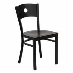 Emma+Oliver Emma And Oliver Black Circle Back Metal Restaurant Chair - Burgundy Vinyl Seat Mahoganyblack -Emma+Oliver shop unnamed file 1473