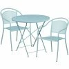 Emma+Oliver Emma And Oliver Commercial Grade 30" Round Gold Folding Patio Table Set-2 Round Back Chairs