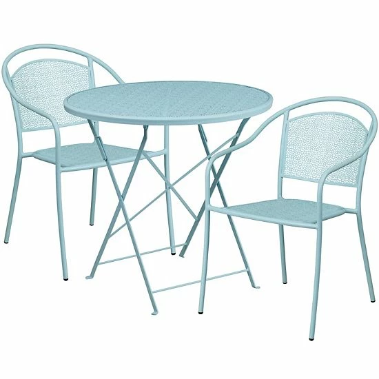 Emma+Oliver Emma and Oliver Commercial Grade 30" Round Gold Folding Patio Table Set-2 Round Back Chairs Emma+Oliver Emma And Oliver Commercial Grade 30" Round Gold Folding Patio Table Set-2 Round Back Chairs -Emma+Oliver shop unnamed file 1484