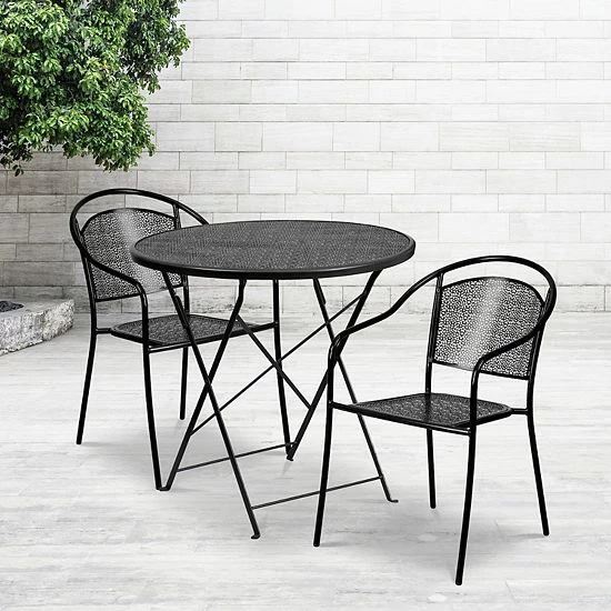 Emma+Oliver Emma and Oliver Commercial Grade 30" Round Gold Folding Patio Table Set-2 Round Back Chairs Emma+Oliver Emma And Oliver Commercial Grade 30" Round Gold Folding Patio Table Set-2 Round Back Chairs -Emma+Oliver shop unnamed file 1485