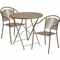 Emma+Oliver Emma And Oliver Commercial Grade 30" Round Gold Folding Patio Table Set-2 Round Back Chairs 6 Emma+Oliver Emma And Oliver Commercial Grade 30" Round Gold Folding Patio Table Set-2 Round Back Chairs -Emma+Oliver shop unnamed file 1490