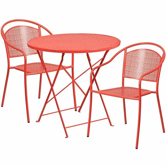 Emma+Oliver Emma and Oliver Commercial Grade 30" Round Gold Folding Patio Table Set-2 Round Back Chairs Emma+Oliver Emma And Oliver Commercial Grade 30" Round Gold Folding Patio Table Set-2 Round Back Chairs -Emma+Oliver shop unnamed file 1491