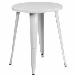 Emma+Oliver Emma And Oliver Commercial 24" Round White Metal Indoor-Outdoor Table Set With 2 Cafe Chairs Silver -Emma+Oliver shop unnamed file 1509
