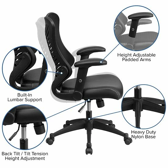 Emma+Oliver Emma And Oliver High Back Designer Black Mesh Executive Ergonomic Office Chair With Arms 3 Emma+Oliver Emma And Oliver High Back Designer Black Mesh Executive Ergonomic Office Chair With Arms - Image 3